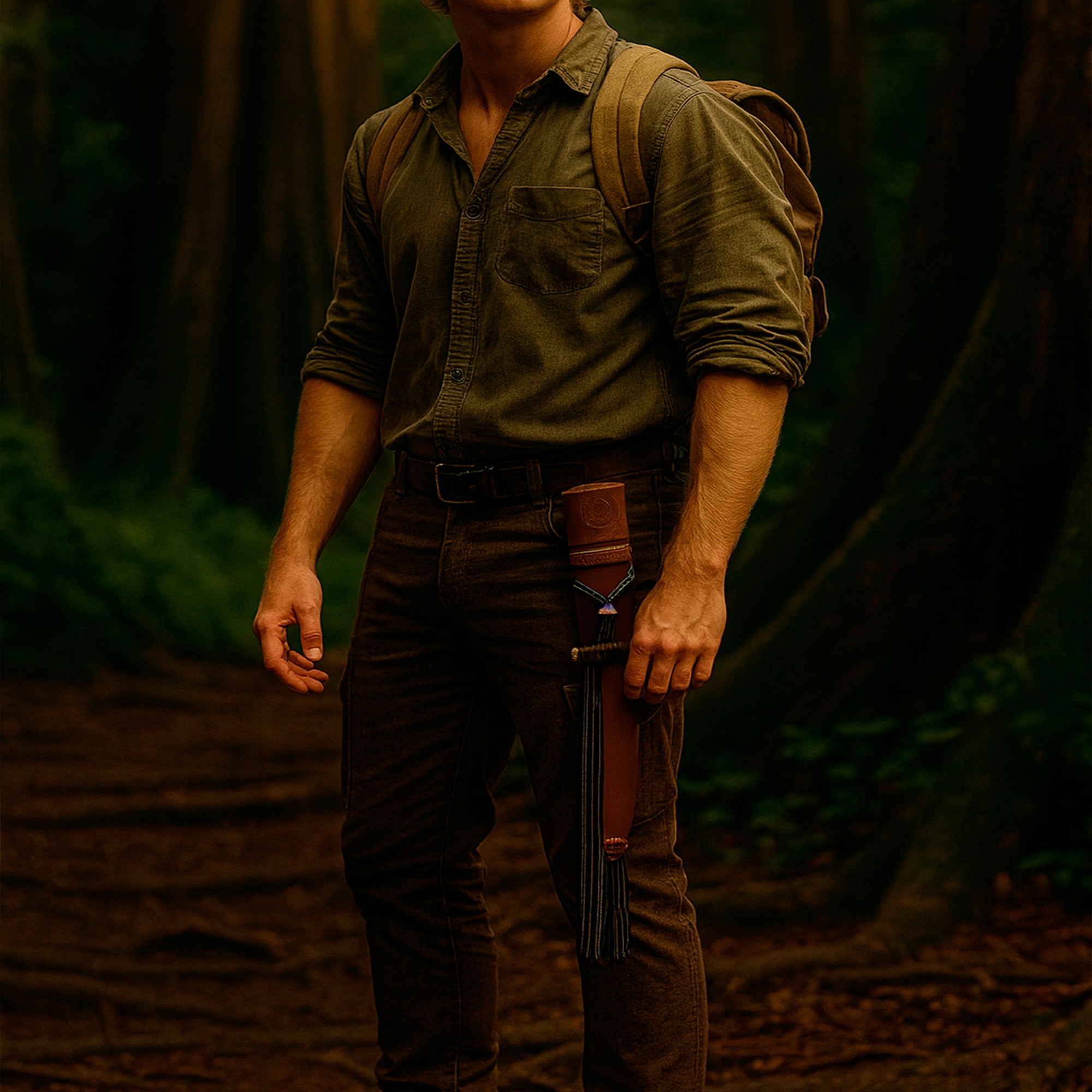 Terra Leather Sheath for Machete 18-inch, Attached to Belts-Brown