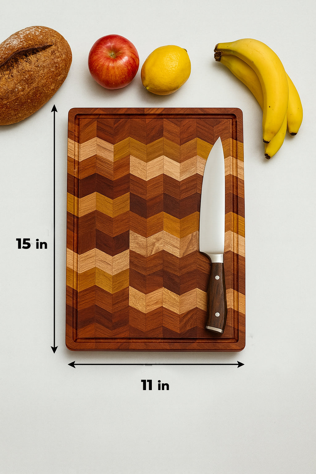 Terra Premium Wood Cutting Board – Reversible Butcher Block for Kitchen with Deep Juice Groove – Durable 15x11 Board for Meat, Veggies & Charcuterie