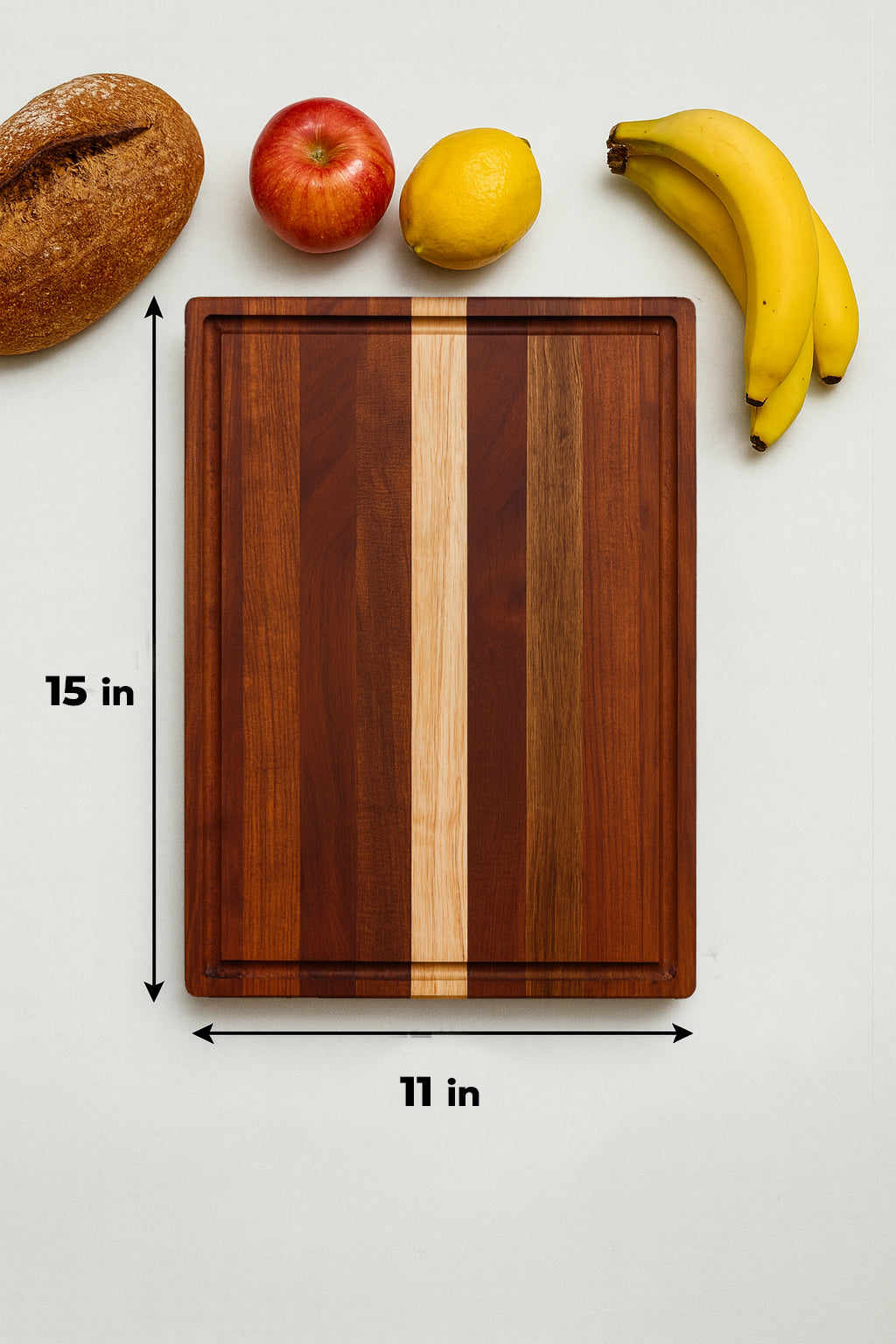 Terra Wood Cutting Board for Kitchen  Heavy Reversible Butcher Block with Juice Groove for Cutting Meat and Juicy Veggies Easily