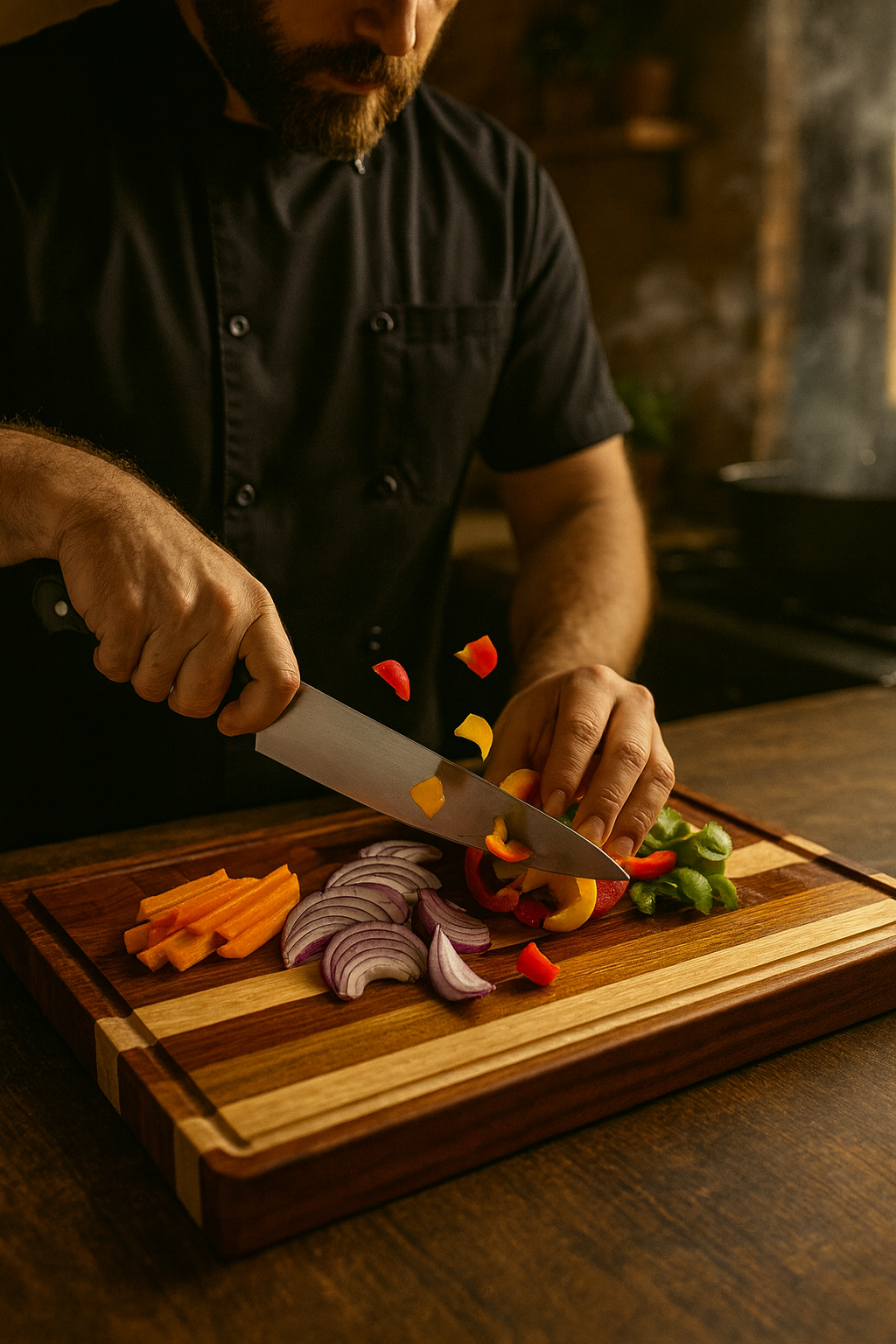 Terra Wood Cutting Board for Kitchen  Heavy Reversible Butcher Block with Juice Groove for Cutting Meat and Juicy Veggies Easily