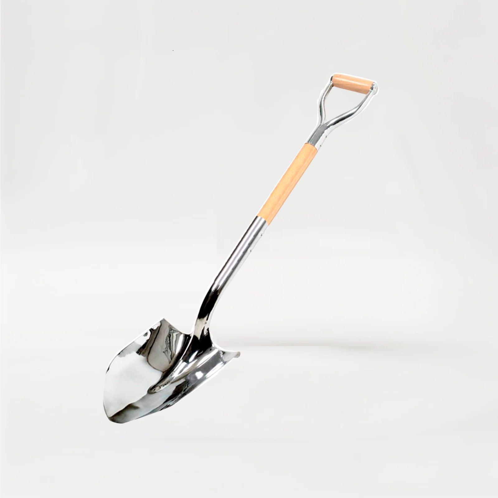 MWC Professional Polished Chrome Ceremonial Shovel with Wood D-Handle